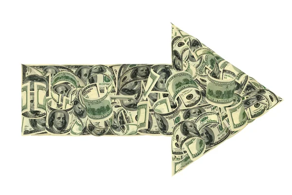 Flecha Dólares Todos Los Billetes Son Diferentes Para Dar Realidad — Foto de Stock