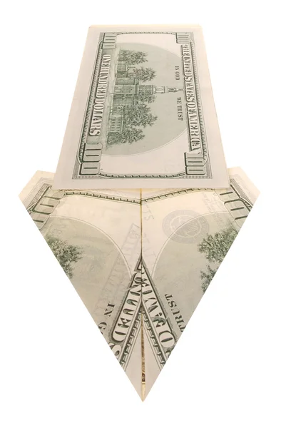 Arrow made of dollars — Stock Photo, Image