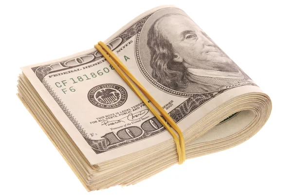 Beyaz Arka Plan Üzerinde Para Paket Faturaları Sürüsü Dolarları Sürüsü — Stok fotoğraf