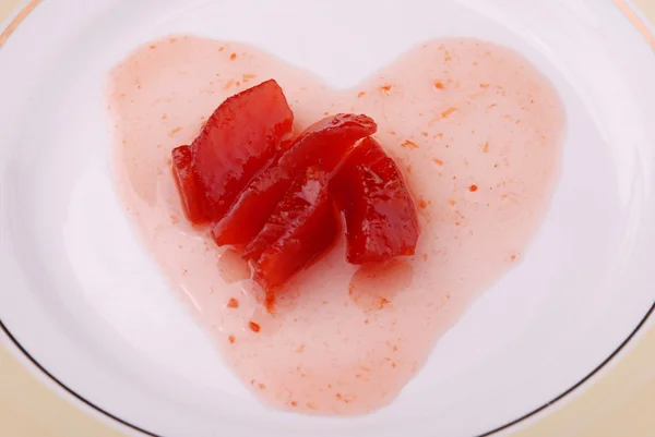 stock image Jam as heart on a plate