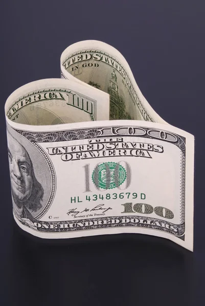 Heart shaped money — Stock Photo, Image