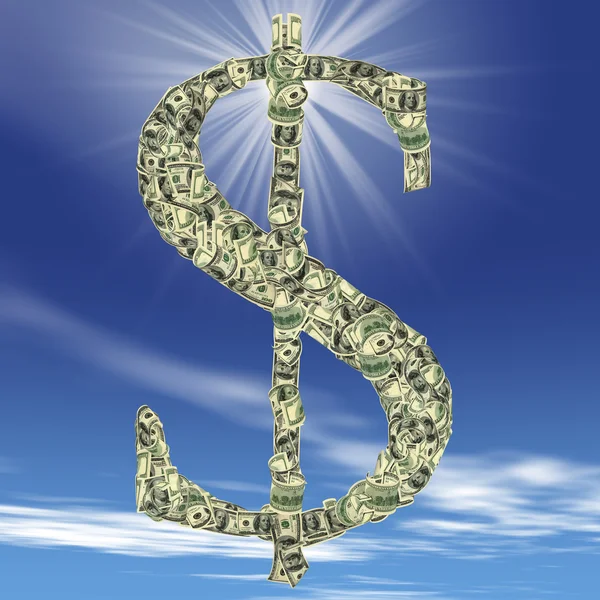 Símbolo de dólar feito de dólar — Fotografia de Stock