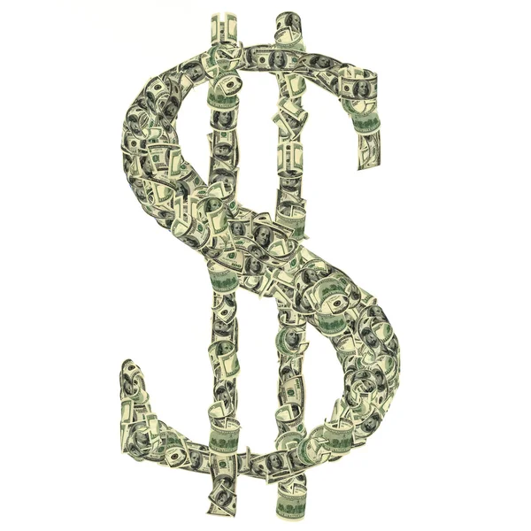 Dollar symbol made of dollar — Stock Photo, Image
