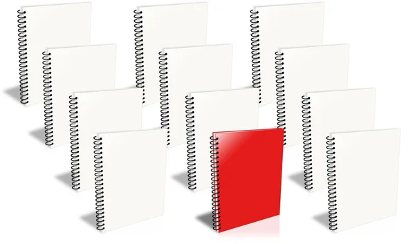 Many ring binder, Only One Red — Stock Photo, Image