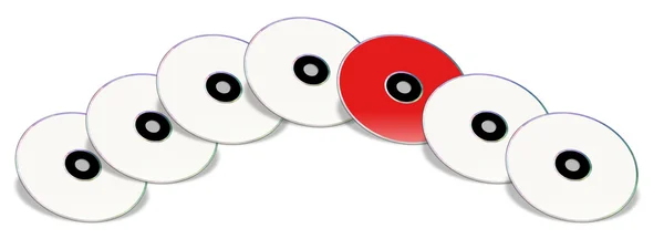 Many DVD's, Only One Red. — Stock Photo, Image
