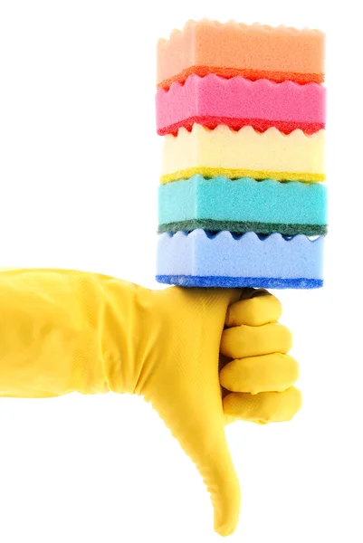 ゴム手袋とスポンジ — ストック写真