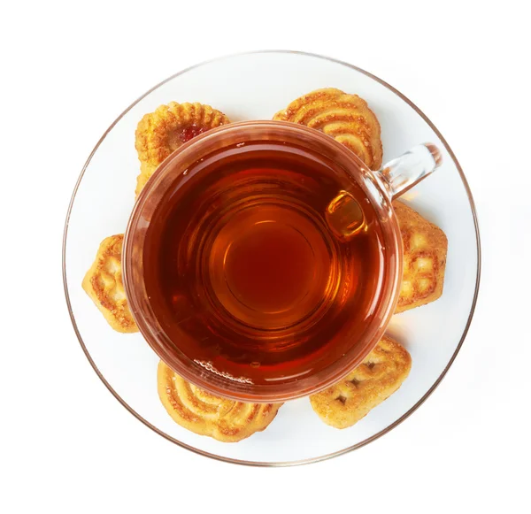 Чашка гарячого чаю з печивом — стокове фото