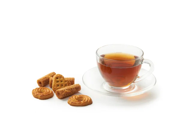 Чашка горячего чая с печеньем — стоковое фото