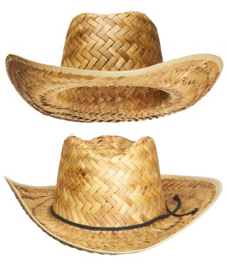 Yellow wicker straw hat