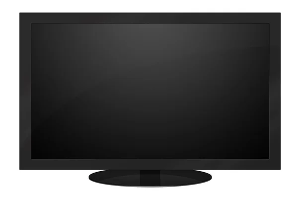在白色背景上的黑色液晶电视隔离 — 图库照片