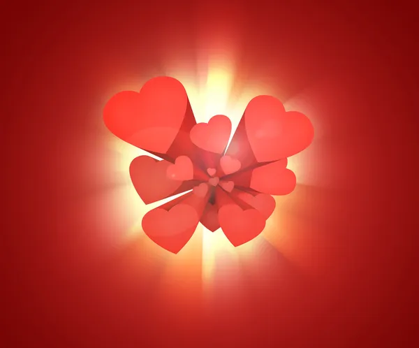 Rode harten op rood — Stockfoto