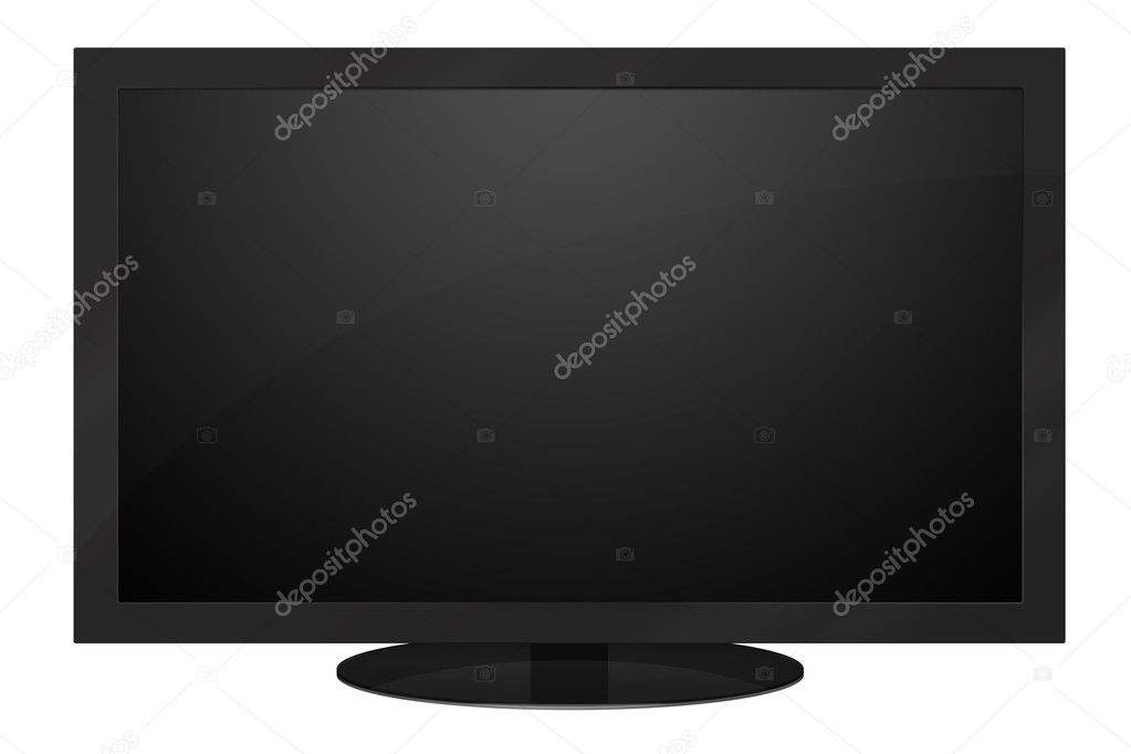 Black LCD TV isolated on white background