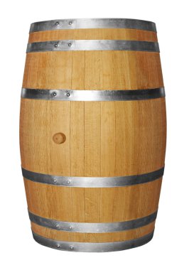 Wooden barrel on white clipart