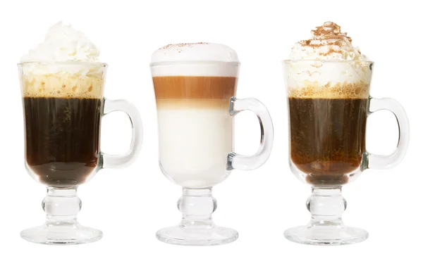 Set mit 3 irischen Kaffee — Stockfoto