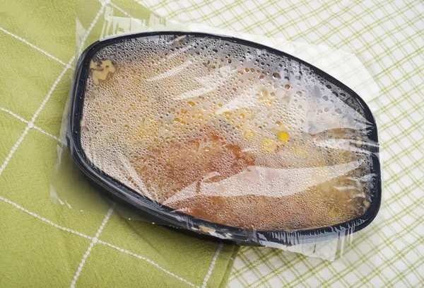 Balık ve pirinç entrée dondurulmuş — Stok fotoğraf