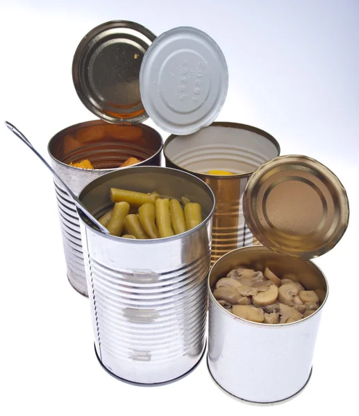 Group of Preserved Canned Vegetables — Stock Photo, Image