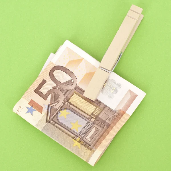Euro Currency in a Clothespin — Stock Photo, Image