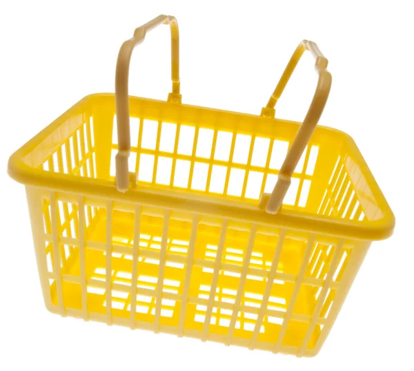 Žlutá s potravinami košík — Stock fotografie