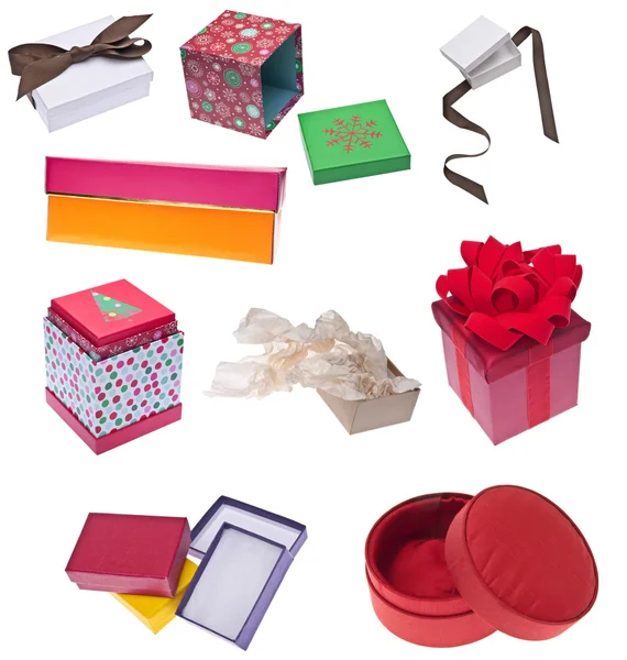 Colección de cajas de regalo navideñas — Foto de Stock