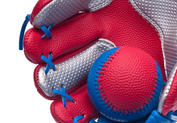 Червоний бейсбольна рукавичка кордону — стокове фото