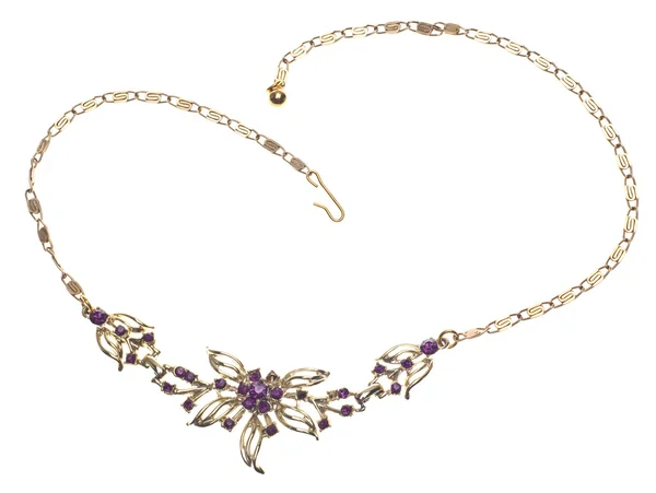 Fialový klenot kostýmní šperky náhrdelník — Stock fotografie