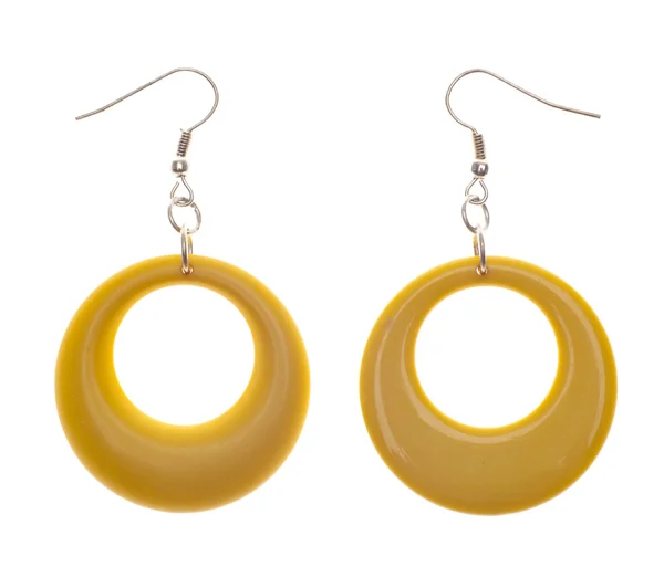 Retro Modern Yellow Plastic Earrings — Stock Photo, Image