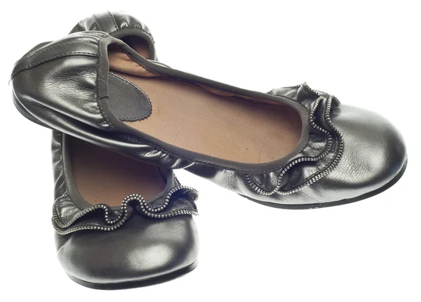 Moderne flache Schuhe mit Reißverschluss Detail — Stockfoto