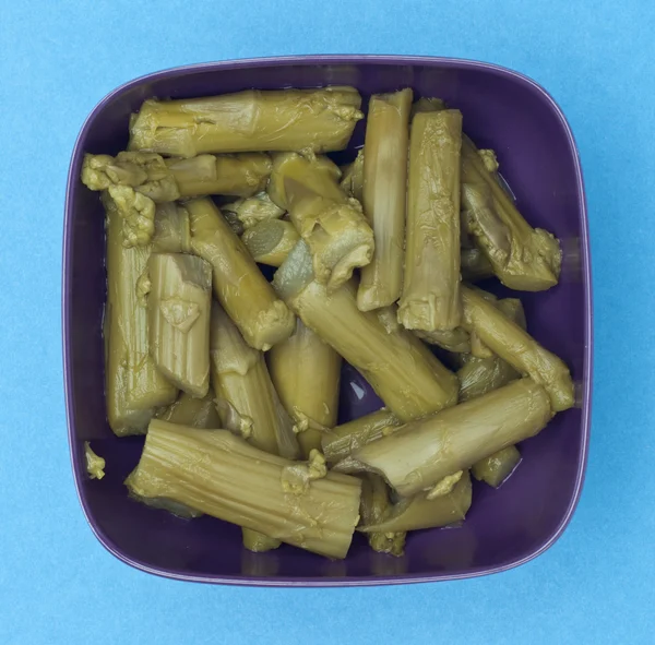 Ciotola di asparagi in scatola — Foto Stock