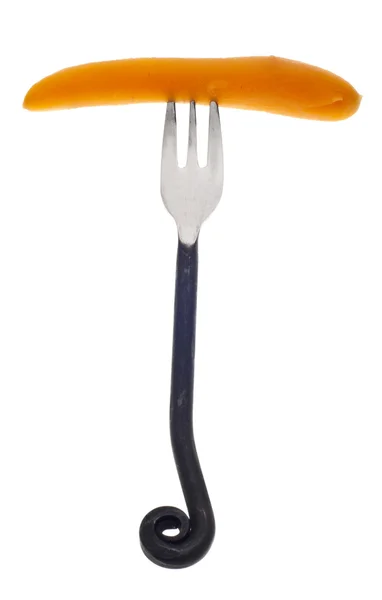 Fourchette avec carotte en conserve — Photo