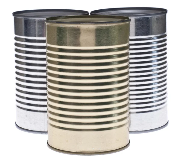Trio de latas de estanho — Fotografia de Stock