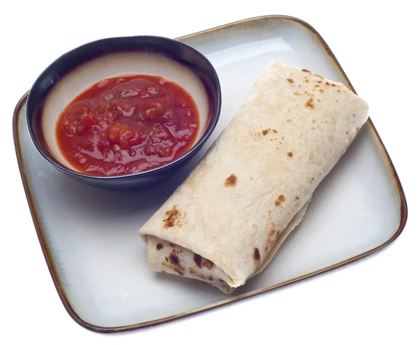 Läckra burrito med salsa — Stockfoto