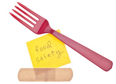 Fork with Bandage Food Safety Concept Isolated on White with a Clipping Path. clipart
