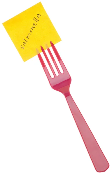 Tenedor con mensaje de seguridad alimentaria — Foto de Stock