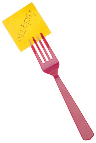 Fork com mensagem de alergia — Fotografia de Stock