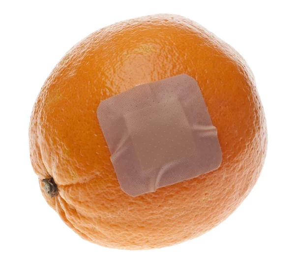 Food Safety Concept Orange Bandage Isolated White Clipping Path — Stock Photo, Image