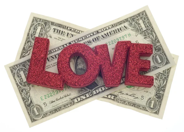 Concepto Costo Amor Dinero Con Moneda Americana Aislada Blanco Con —  Fotos de Stock