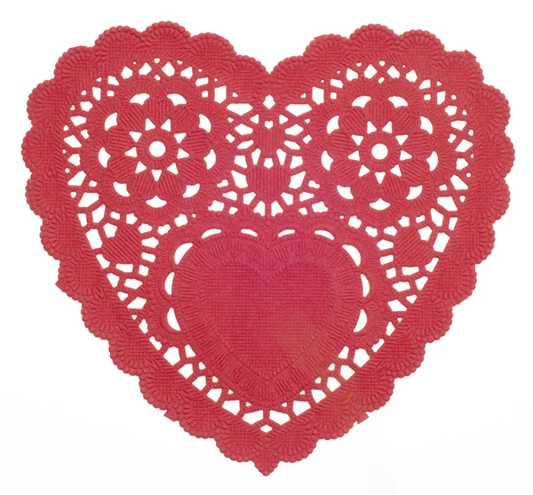 Coração Vermelho Decorativo Isolado Branco Com Caminho Recorte — Fotografia de Stock