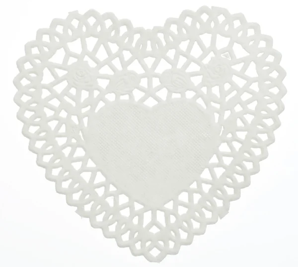 Coração branco decorativo isolado no branco — Fotografia de Stock