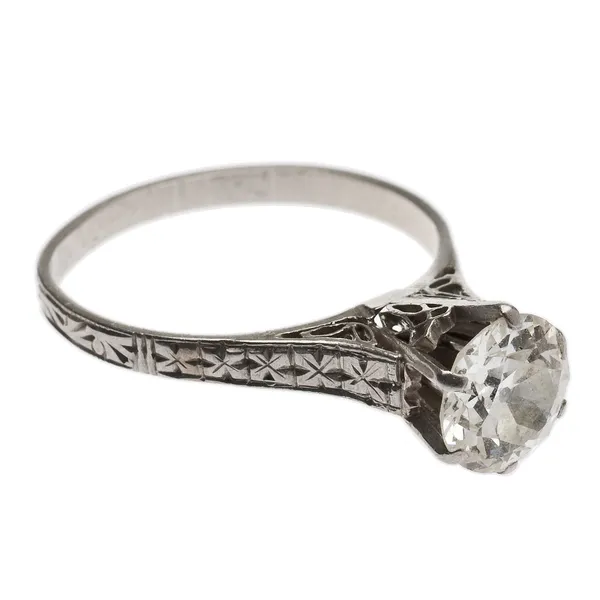 Anel de diamante antigo da década de 1920 — Fotografia de Stock