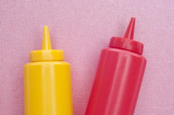 Mustard Ketchup Make Great Pair Love Concept Pink — Stock Photo, Image