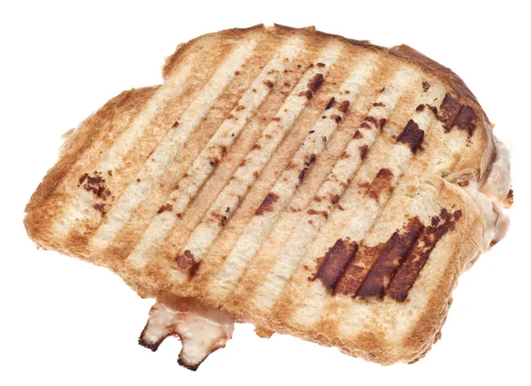 Gegrilde Kaas Tonijn Smelten Sandwich Die Panini Geïsoleerd Wit Met — Stockfoto
