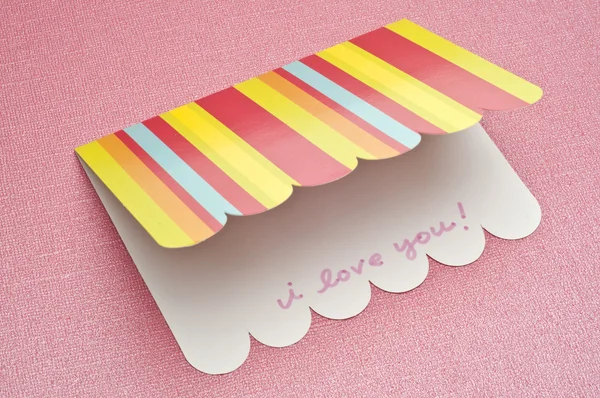 Love You Note Pink Background — Stok Foto