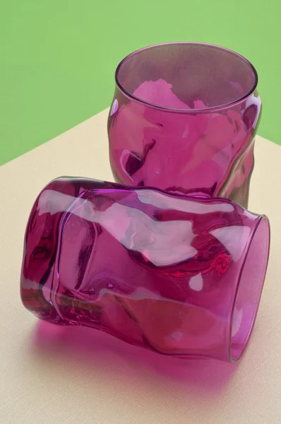Vibrant Pink Glassware Modern Pattern Irregular Curves — Stock Photo, Image