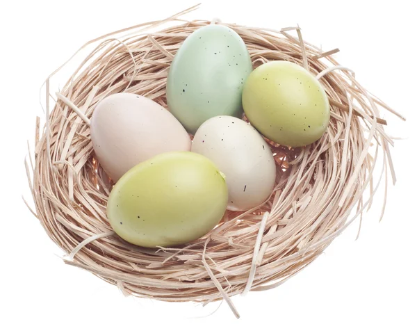 Kolorowe Jaja Gniazdo Wielkanoc Wiosna Obraz — Zdjęcie stockowe