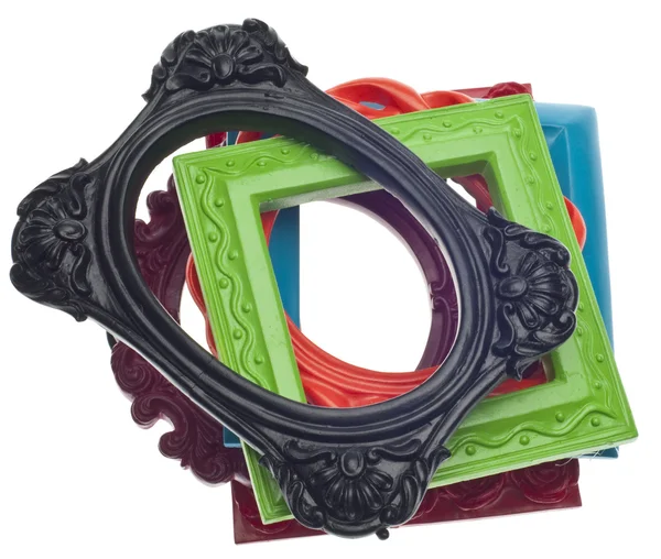 Modern Vibrant Colored Empty Frames Isolated White Clipping Path — Stock Photo, Image