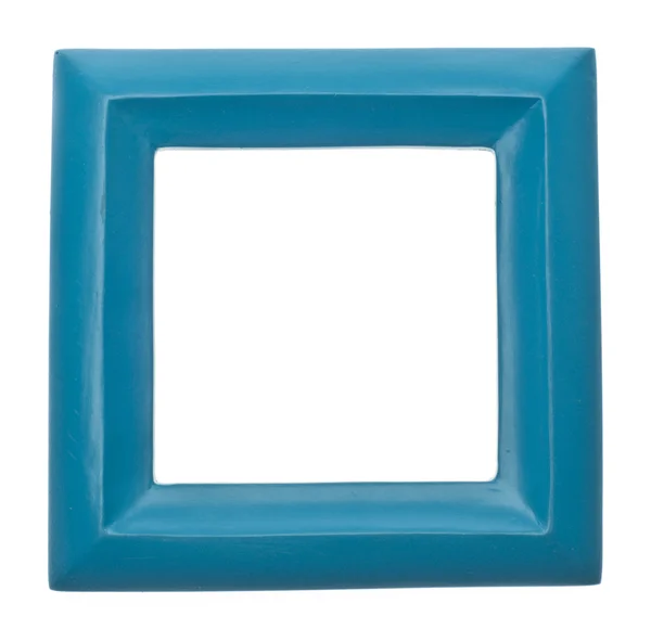 Blauw Vierkant Moderne Levendige Gekleurde Leeg Frame Geïsoleerd Wit Met — Stockfoto