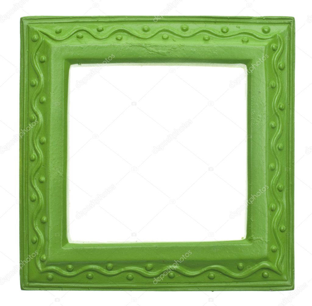 Green Square Modern Vibrant Colored Empty Frame Isolated on White with a Clipping Path.
