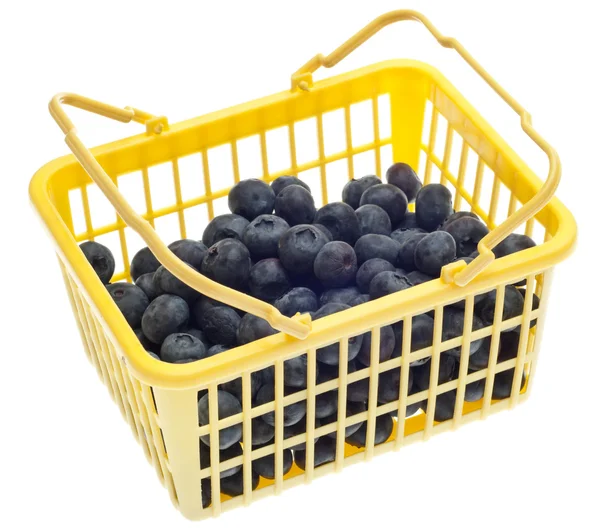 黄色购物沉浸蓝莓的全 — 图库照片