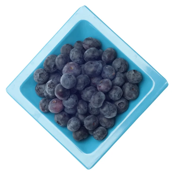 Dish Fresh Blueberries Isolated White Clipping Path — Stock Photo, Image