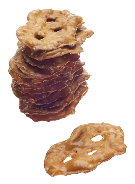 Sano Pretzel Chip Snack Tostato Isolato Bianco Con Percorso Ritaglio — Foto Stock